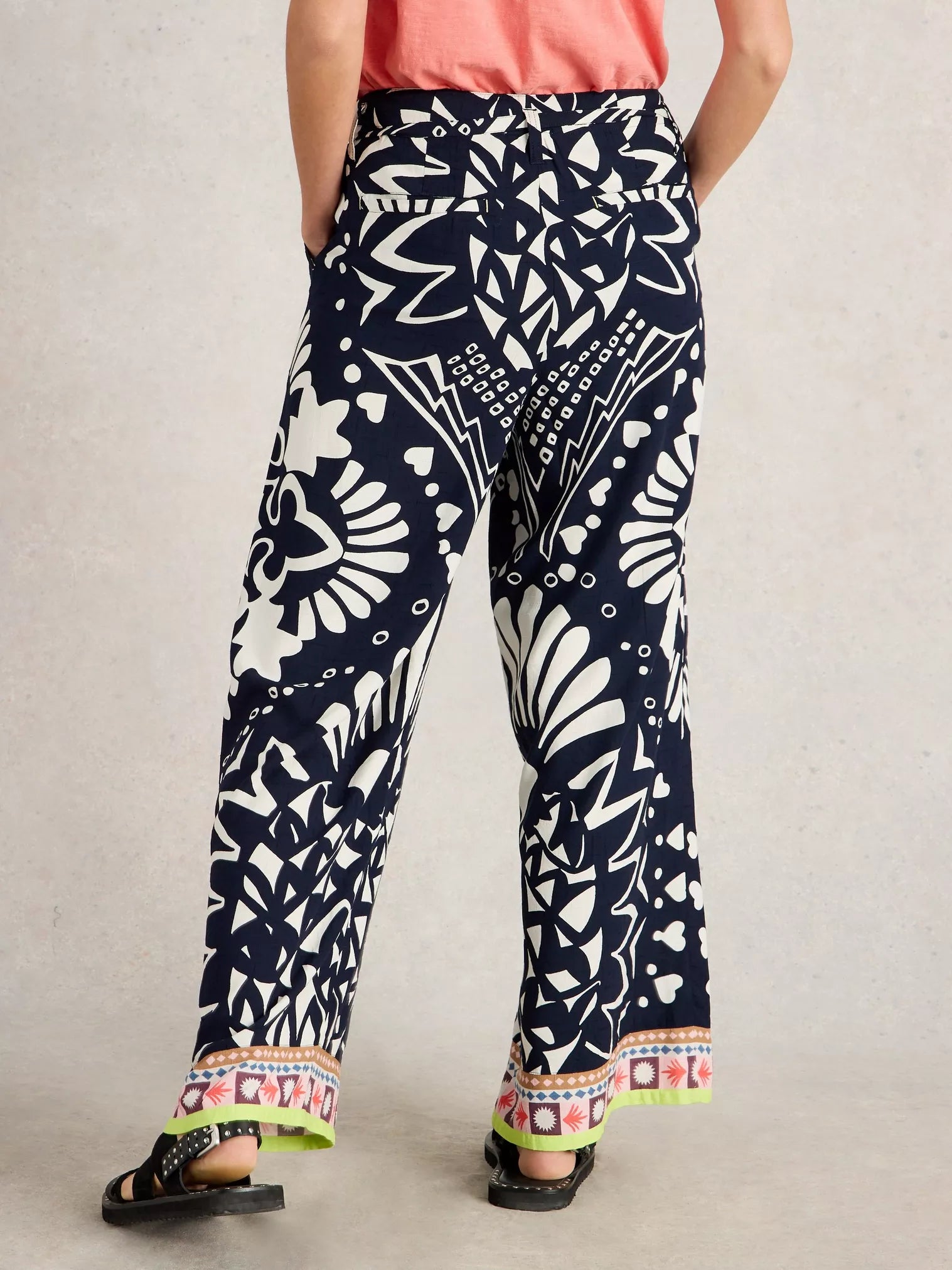 White Stuff Farah Wide Leg Trouser Navy Multi