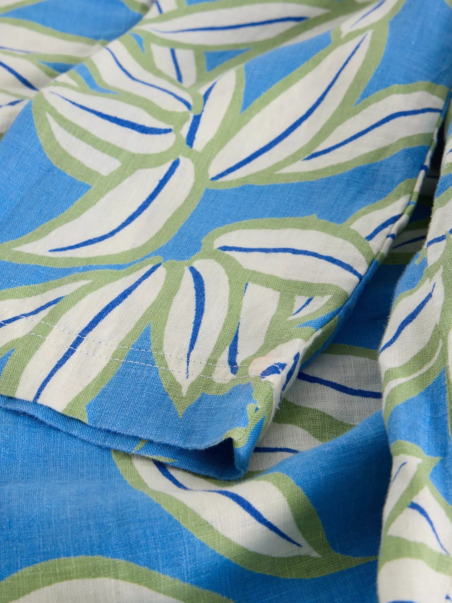 White Stuff Blake Linen Tunic Blue Print