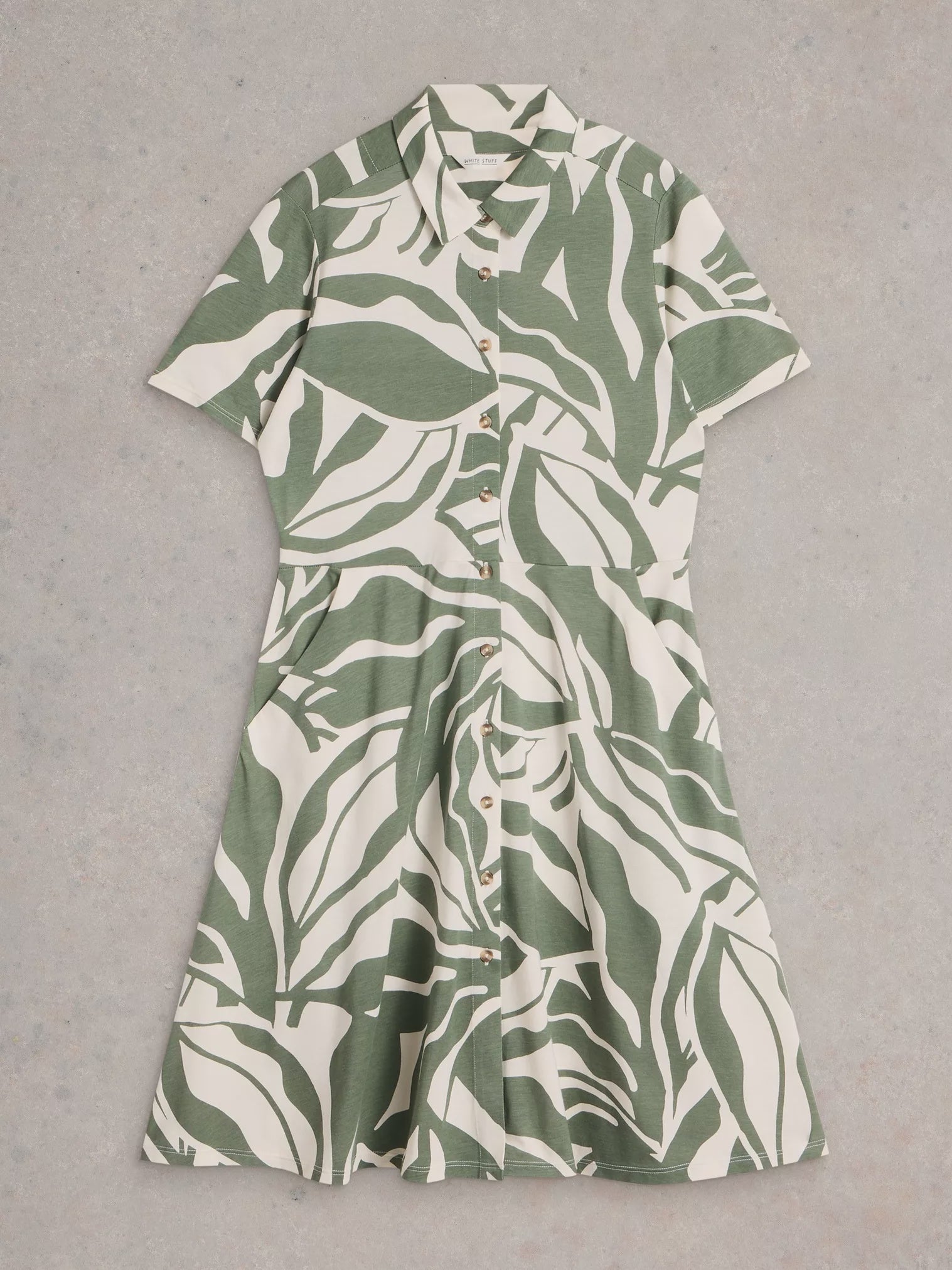 White Stuff Ria Jersey Shirt Dress Green Pr