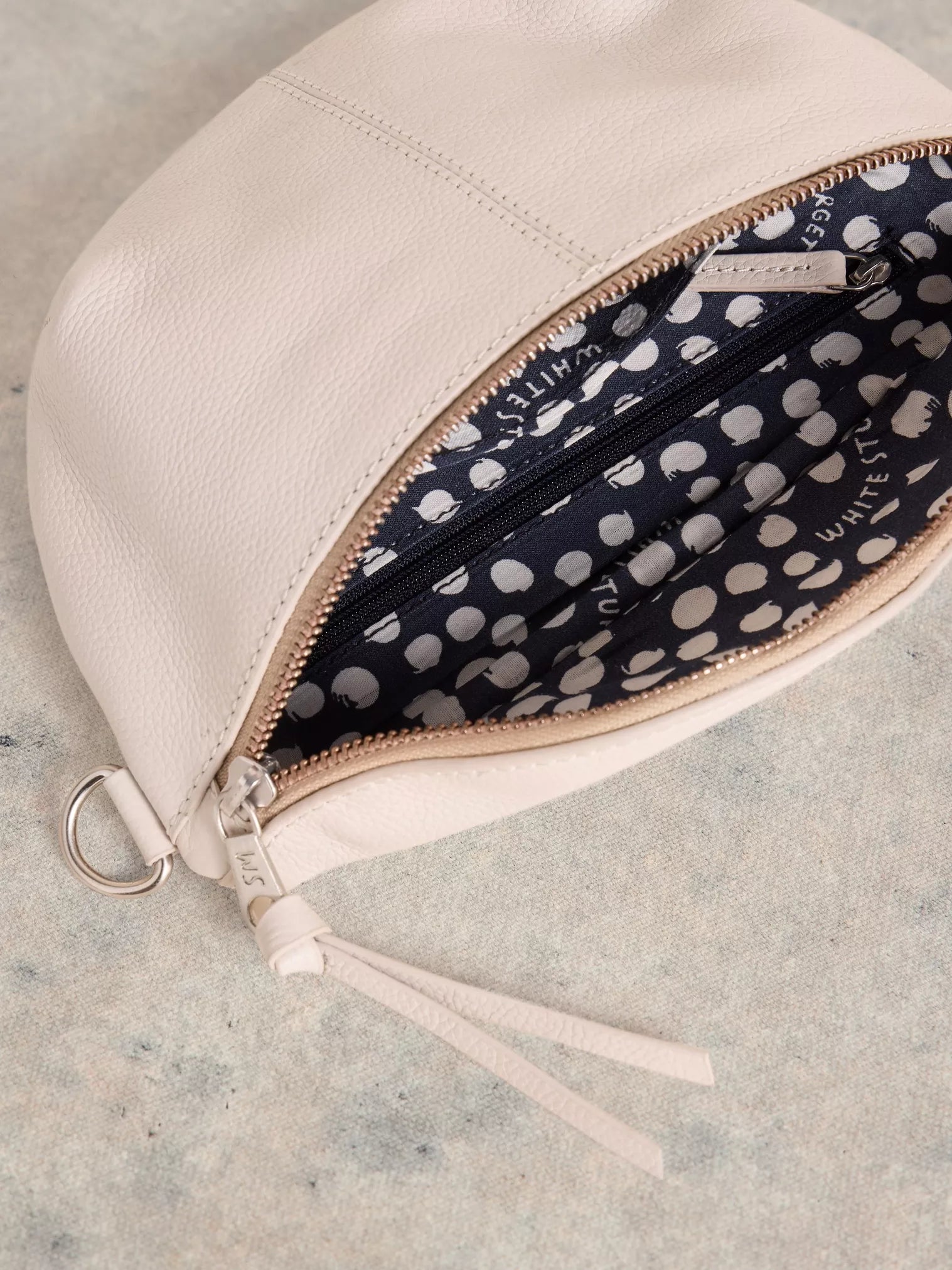White Stuff Mini Sebby Leather Sling Bag Pale Ivory