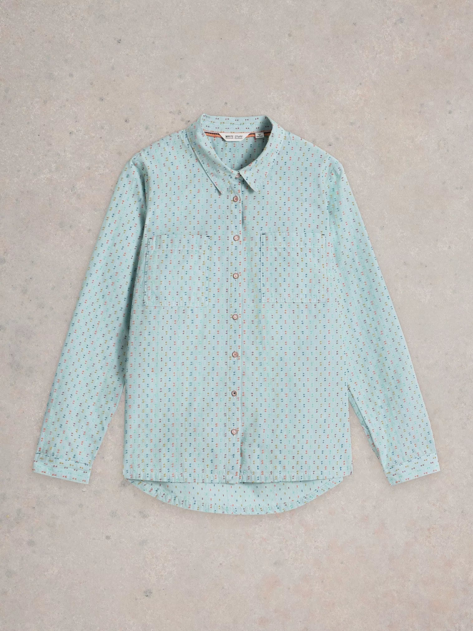 White Stuff Sophie Organic Cotton Shirt Green Mlt