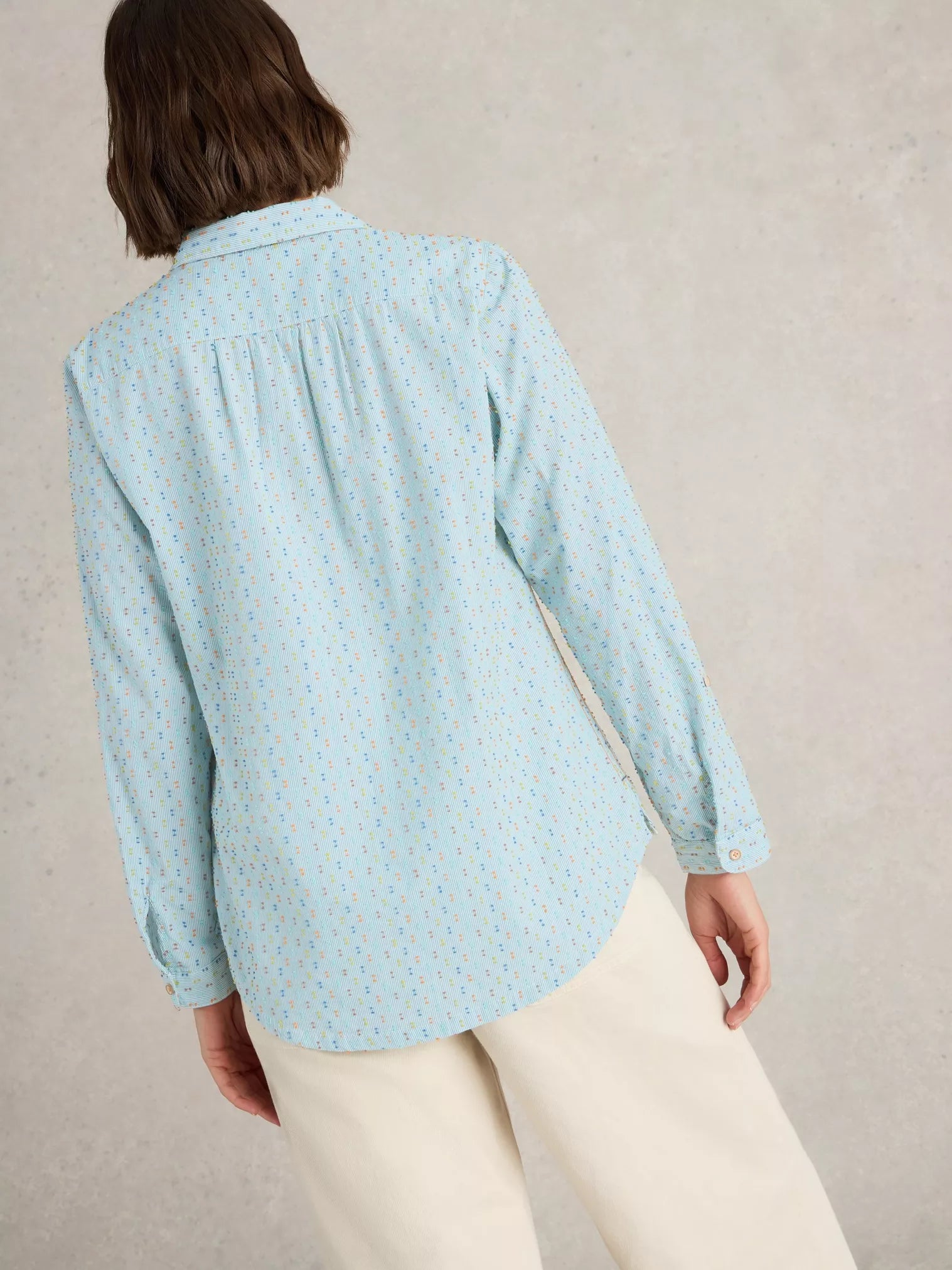 White Stuff Sophie Organic Cotton Shirt Green Mlt