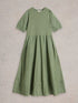 White Stuff Claudia Fabric Mix Dress Dus Green