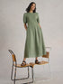 White Stuff Claudia Fabric Mix Dress Dus Green