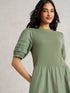 White Stuff Claudia Fabric Mix Dress Dus Green