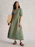 White Stuff Claudia Fabric Mix Dress Dus Green