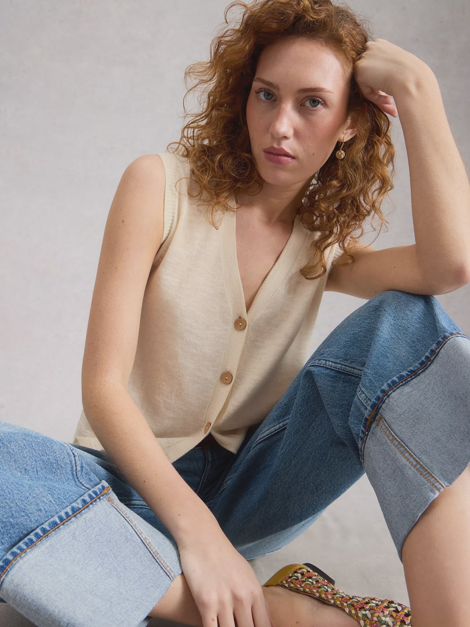 White Stuff Nova Linen Blend Tank Natural White