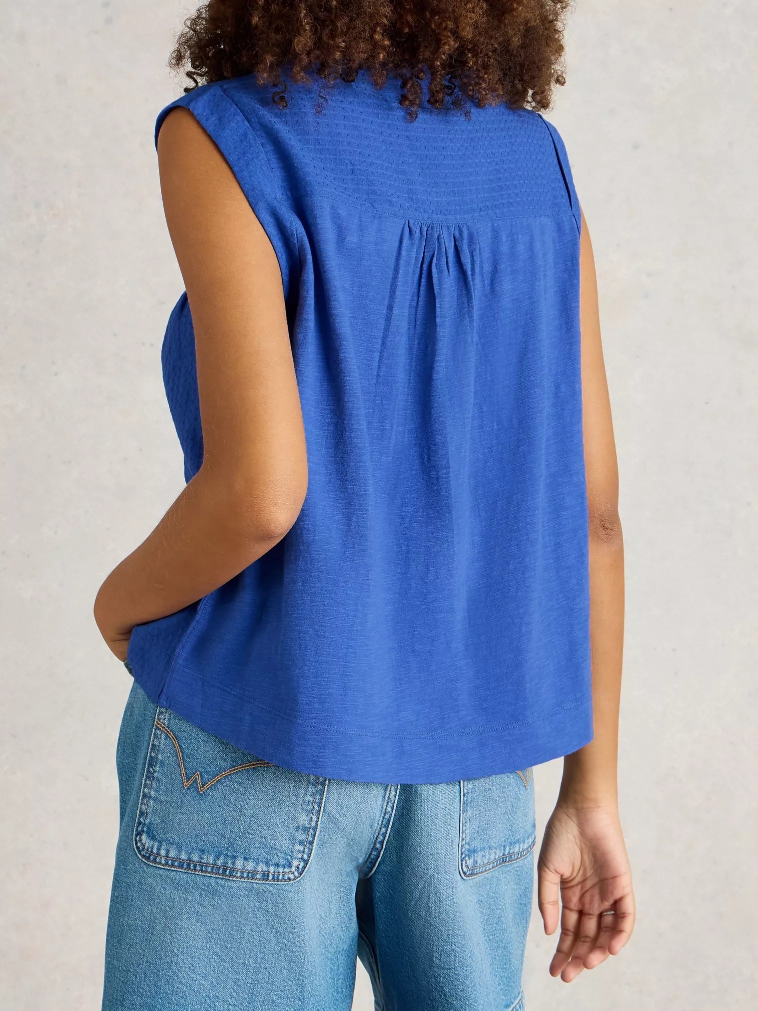 White Stuff Isla Mix Top Brt Blue