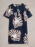 White Stuff June Linen Dress Navy Pr