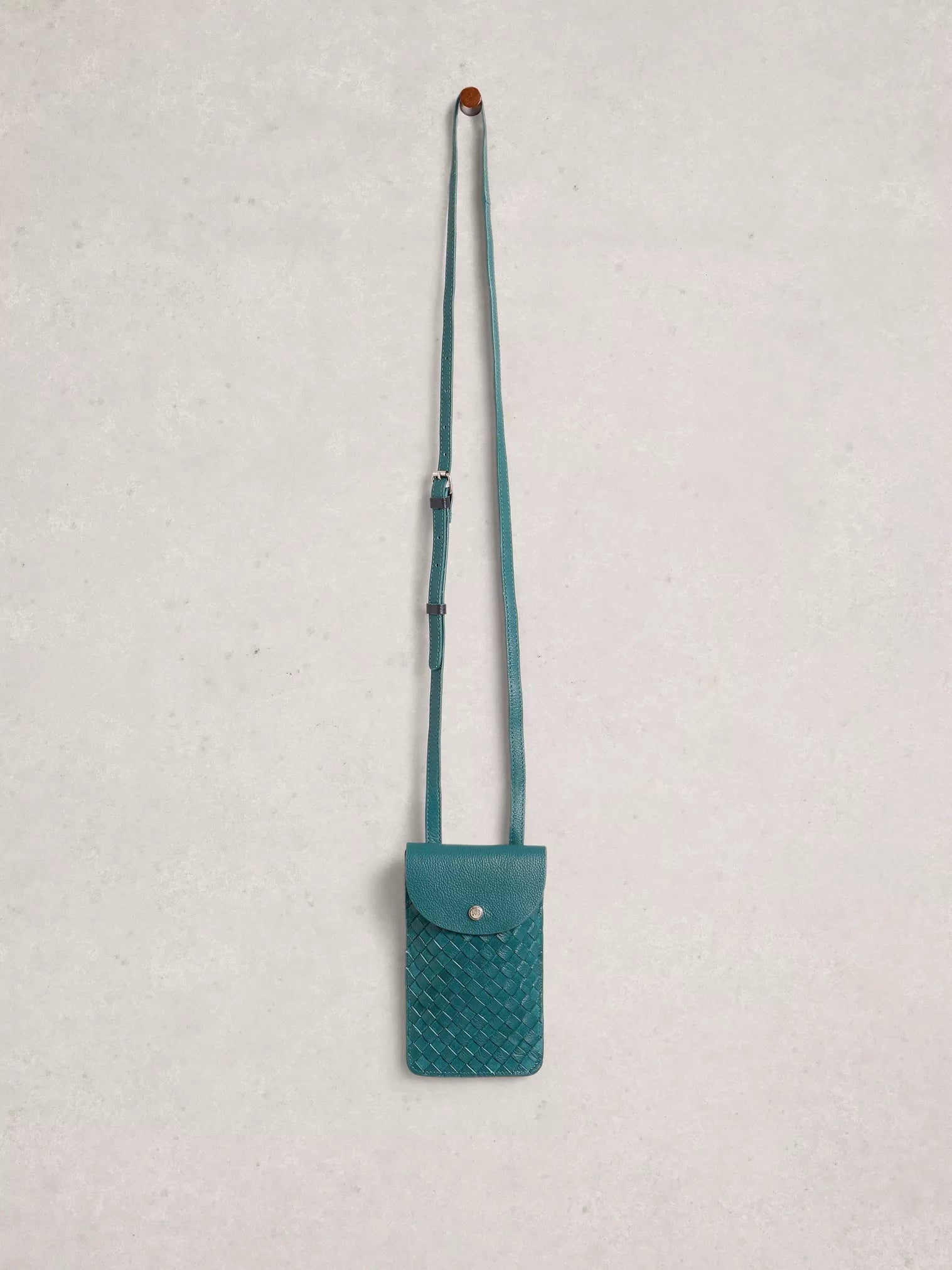 White Stuff Coco Weave Leather Phone Bag Dark Teal