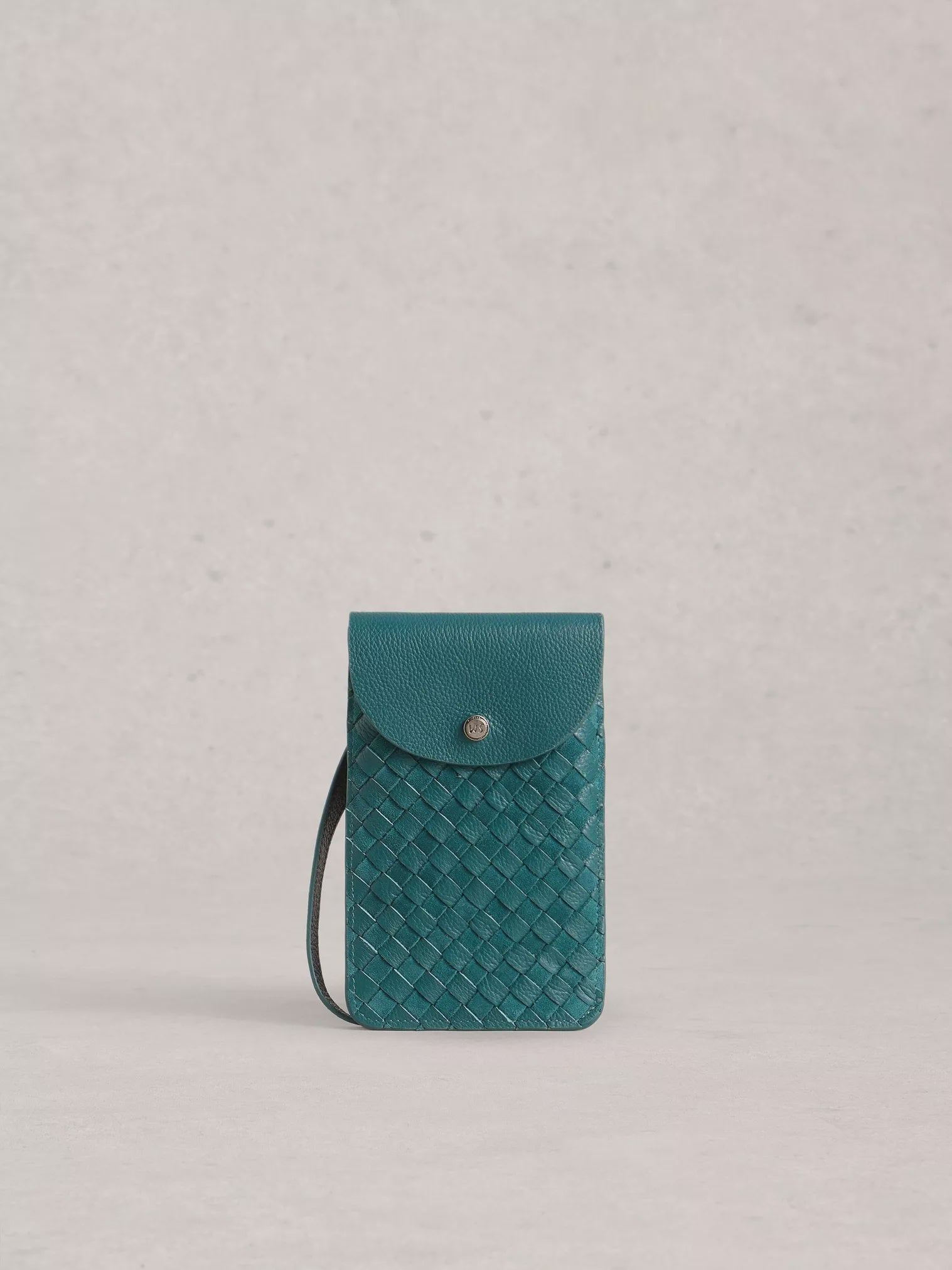White Stuff Coco Weave Leather Phone Bag Dark Teal