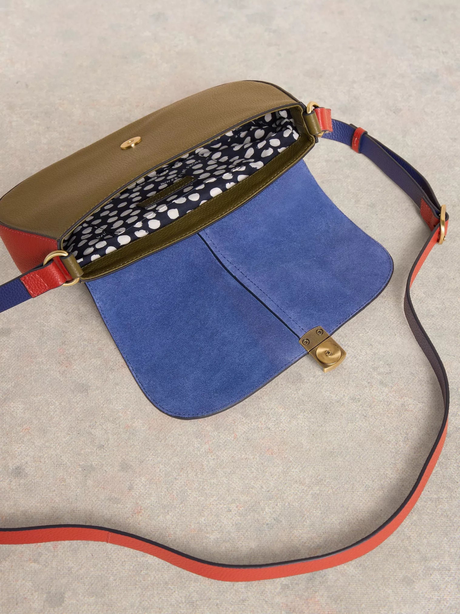 White Stuff Silvy Lock Crossbody Bag Blue Multi