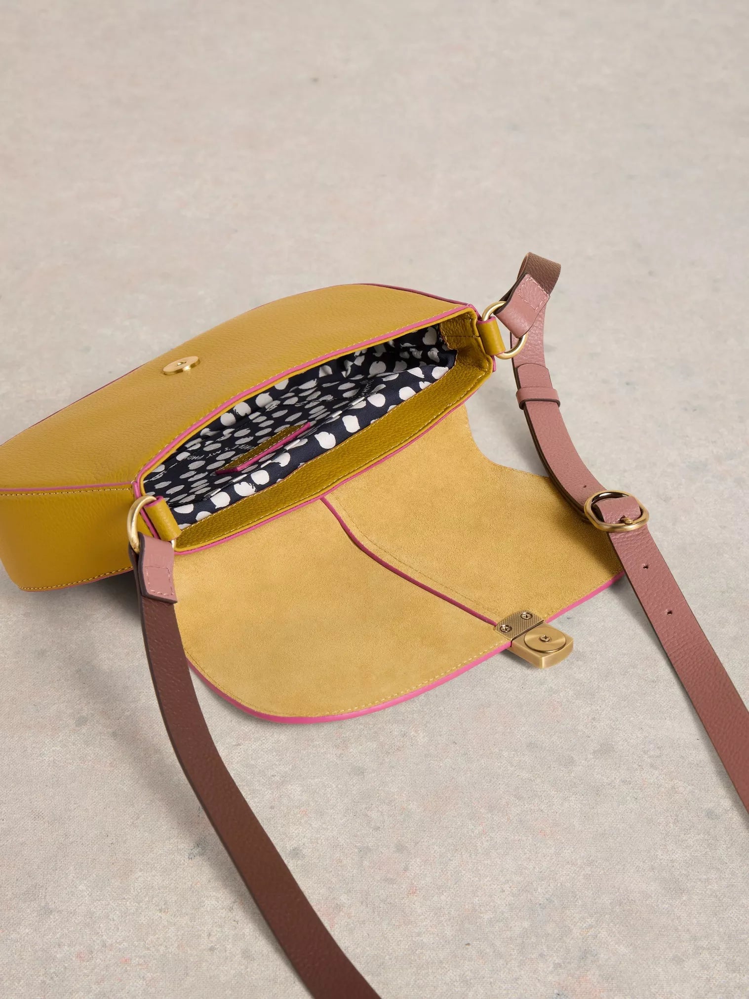 White Stuff Silvy Lock Crossbody Bag Dark Chart