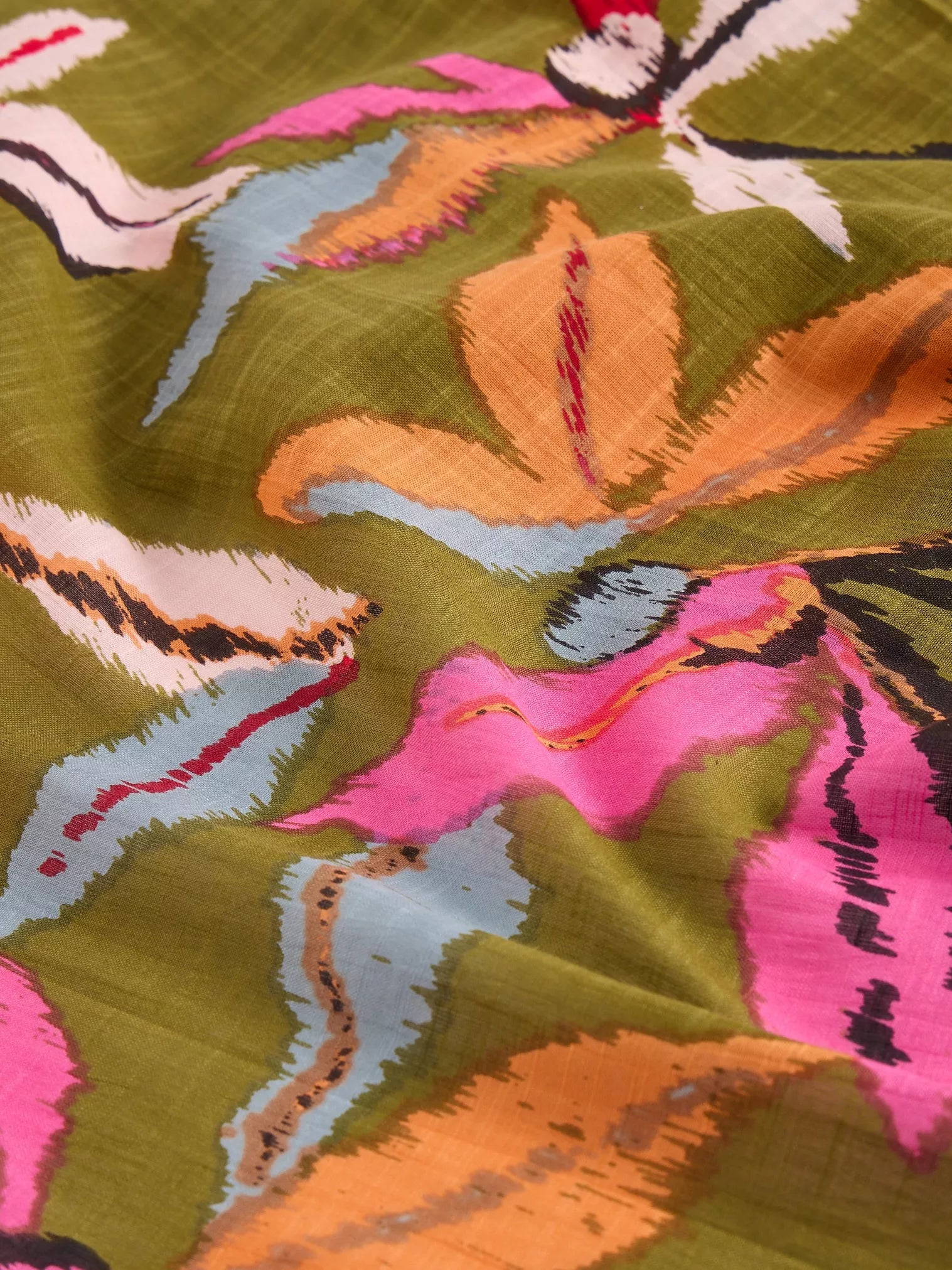 White Stuff Callie Printed Scarf Green Multi