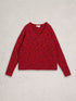 White Stuff Texture V-Neck Jumper Mid Red