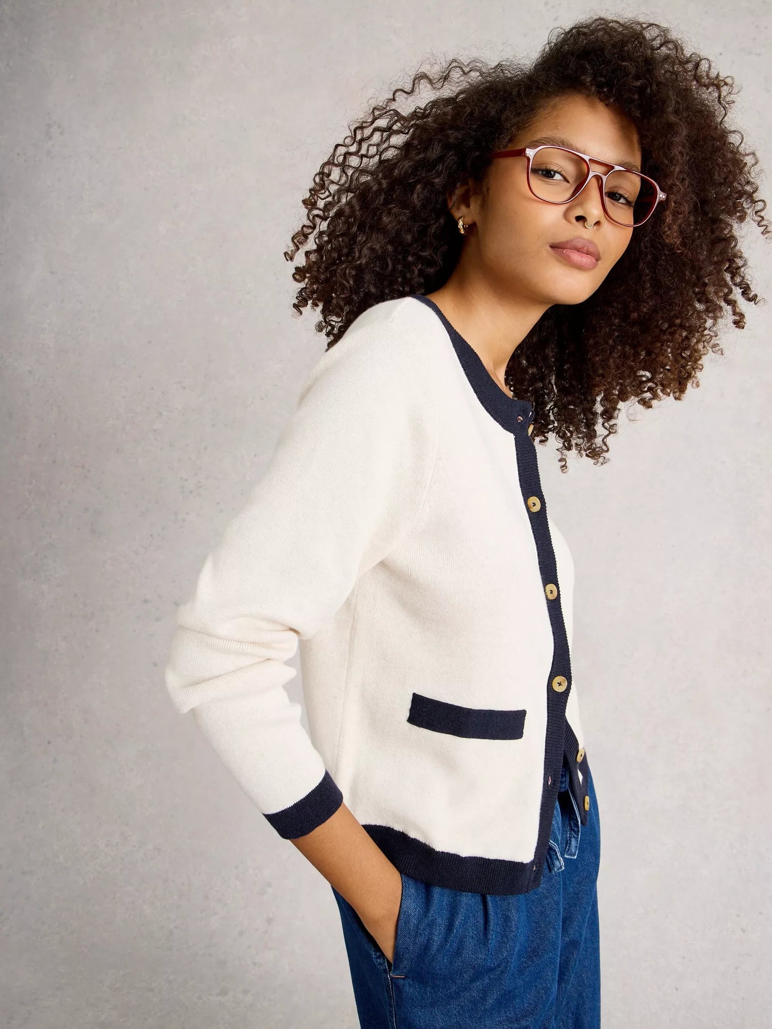 White Stuff Charlotte Cardi Natural Multi