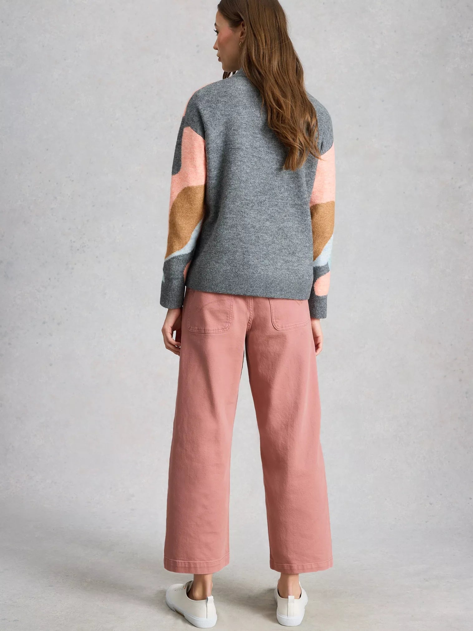 White Stuff Tia Wide Leg Crop Jean Dusty Pink