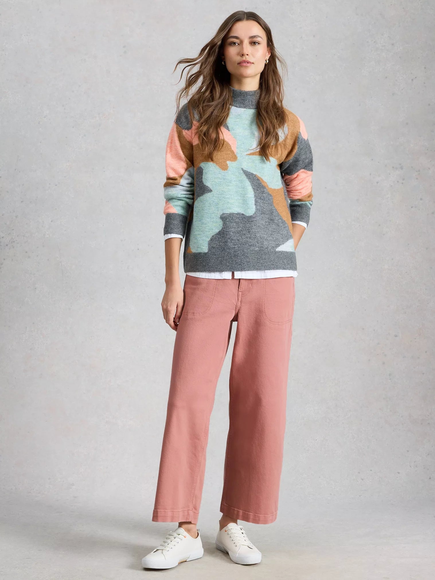 White Stuff Tia Wide Leg Crop Jean Dusty Pink