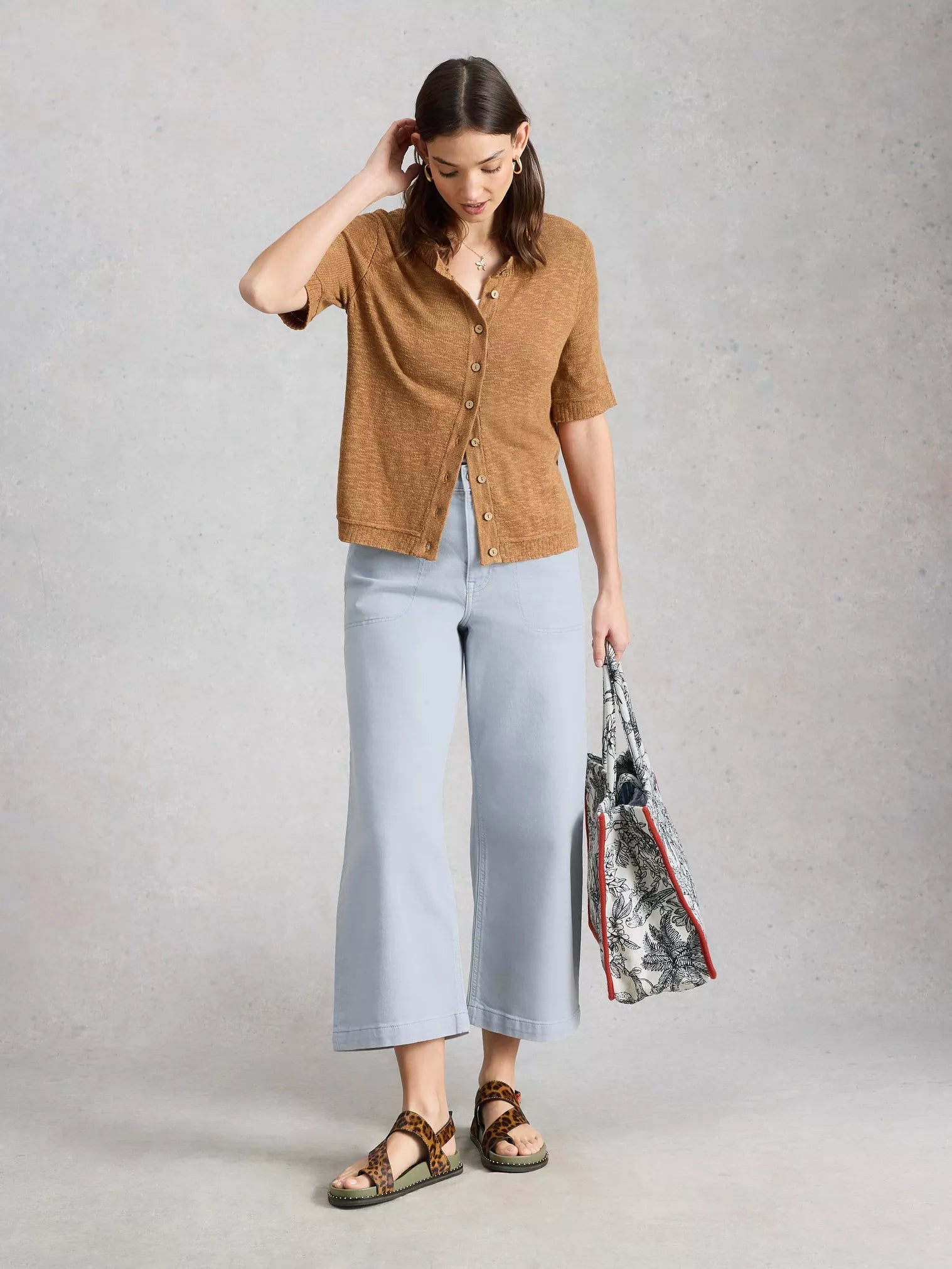 White Stuff Tia Wide Leg Crop Jean Light Blue