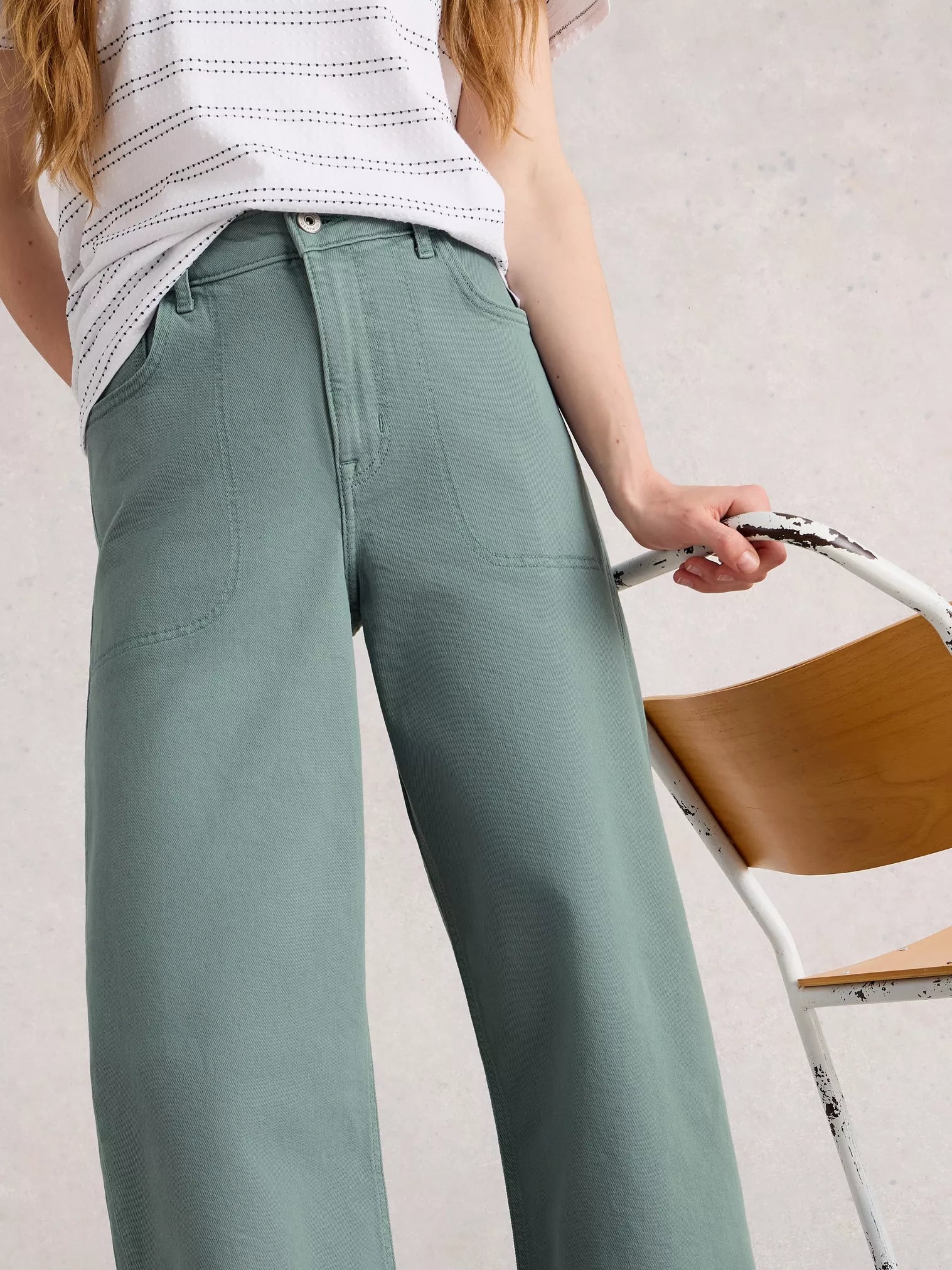 White Stuff Tia Wide Leg Crop Jean Mid Blue