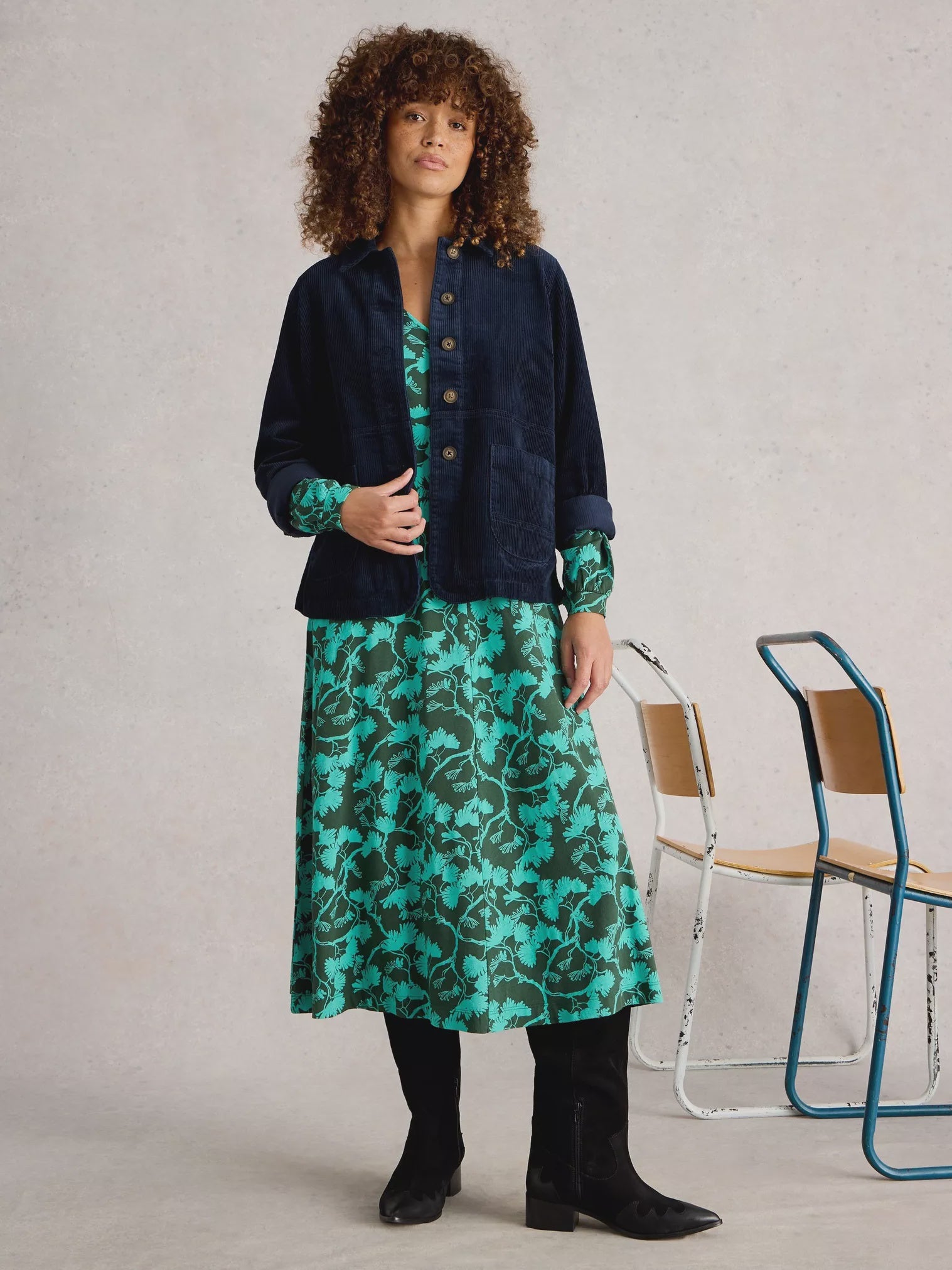 White Stuff Carrie Cord Jacket Dark Navy