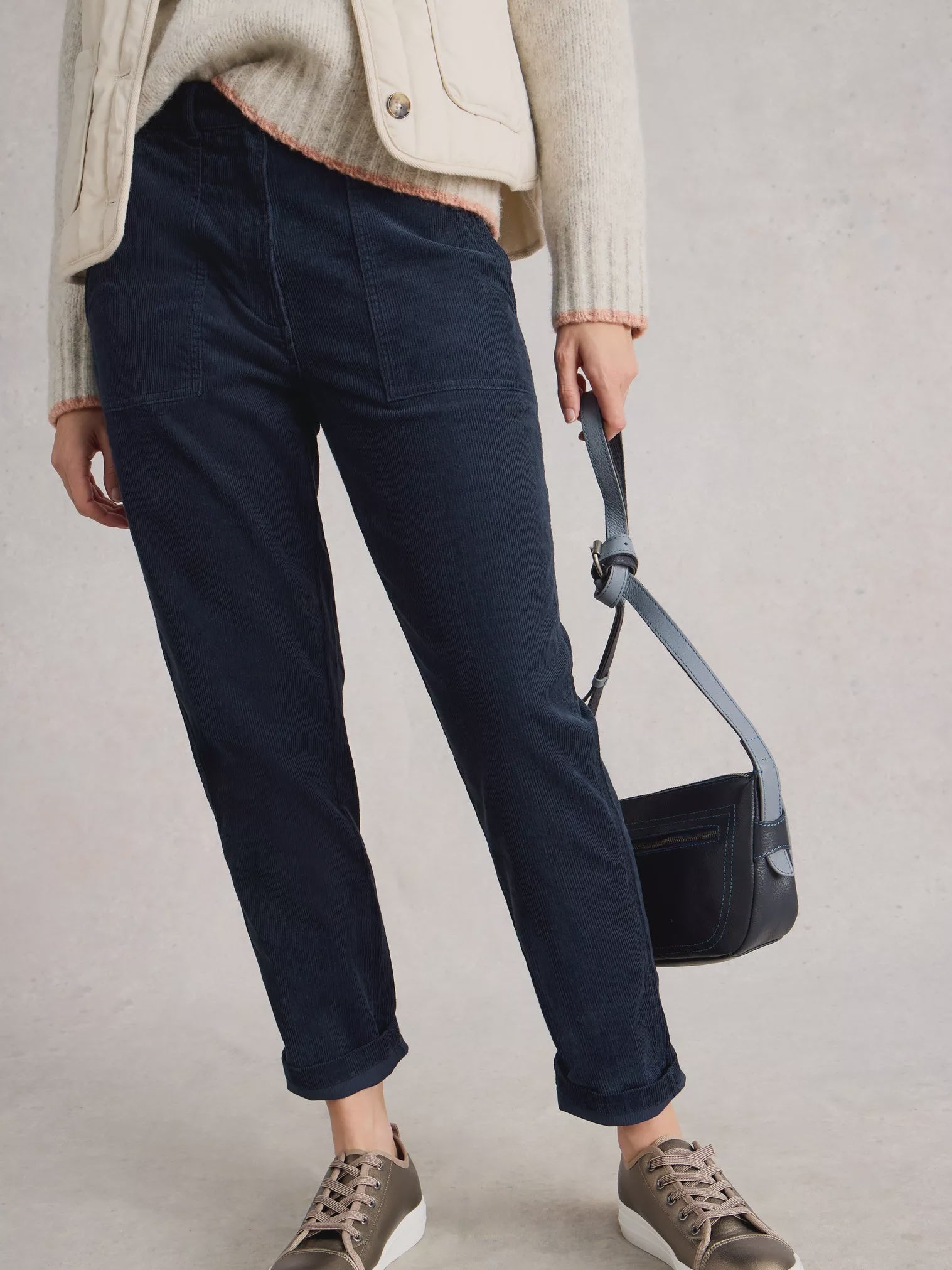 White Stuff Twister Cord Trouser Dark Navy
