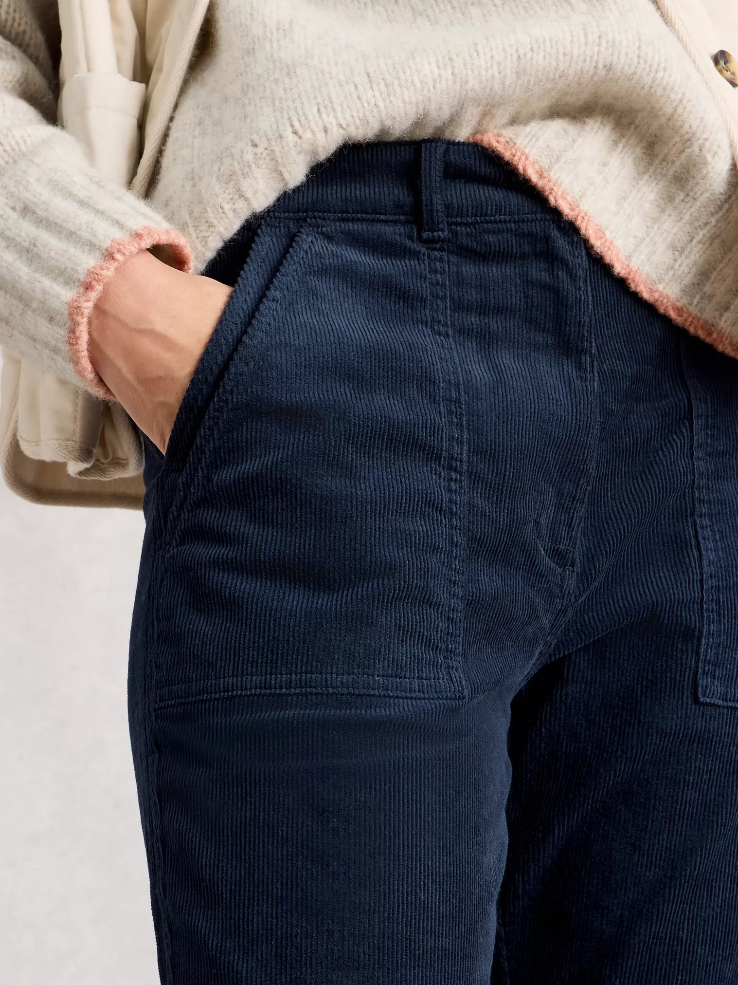 White Stuff Twister Cord Trouser Dark Navy