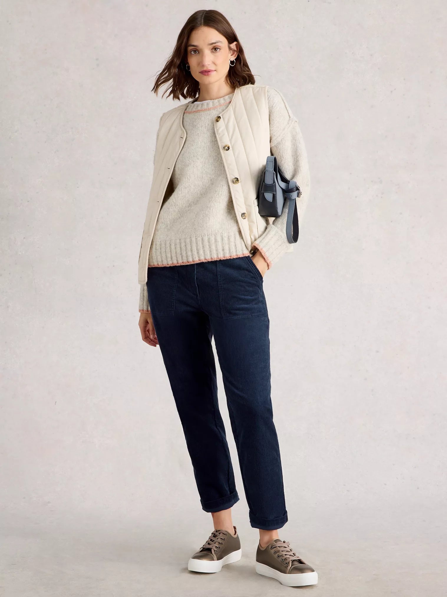 White Stuff Twister Cord Trouser Dark Navy