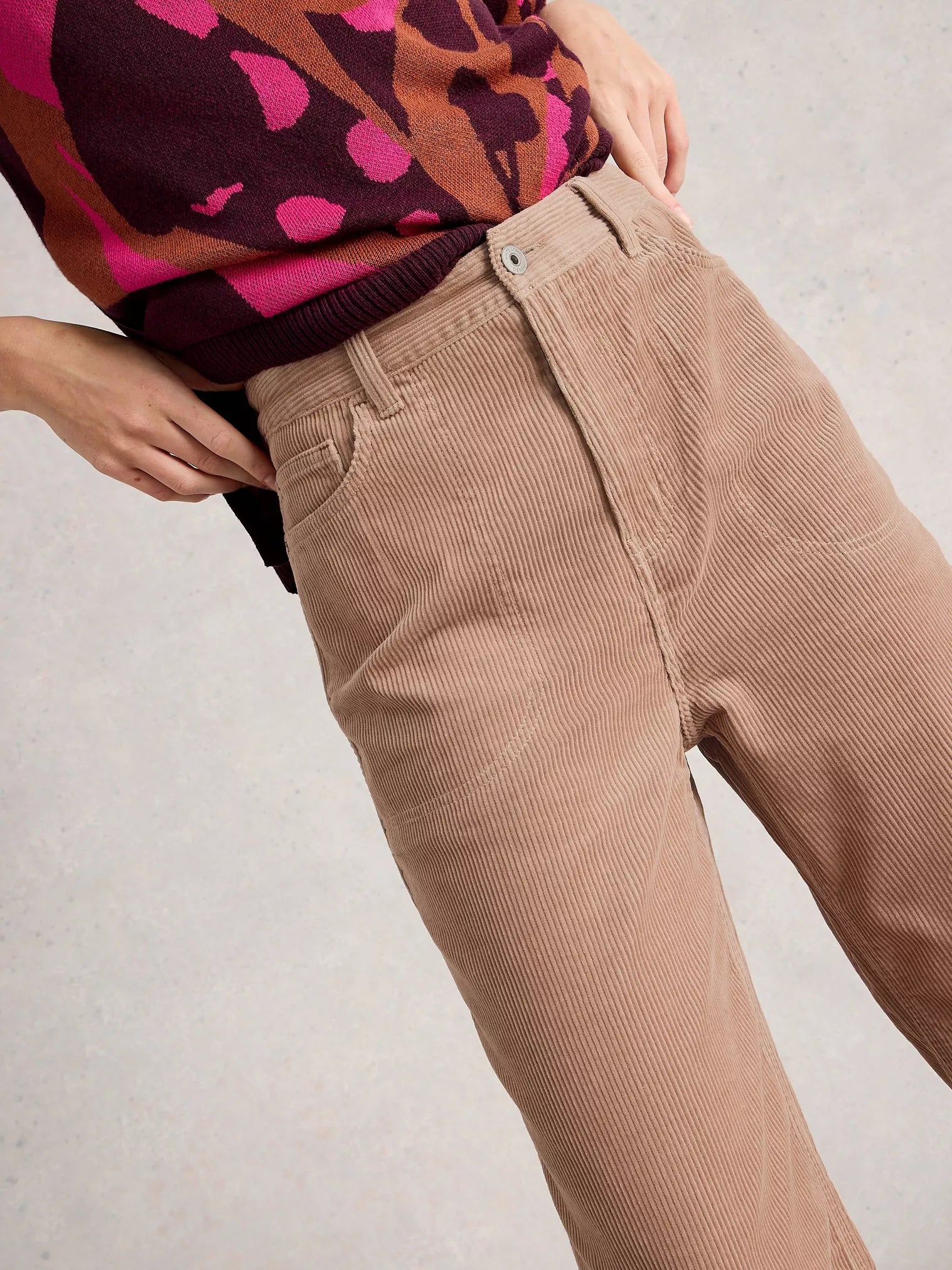 White Stuff Tia Cord Wide Leg Crop Light Natural