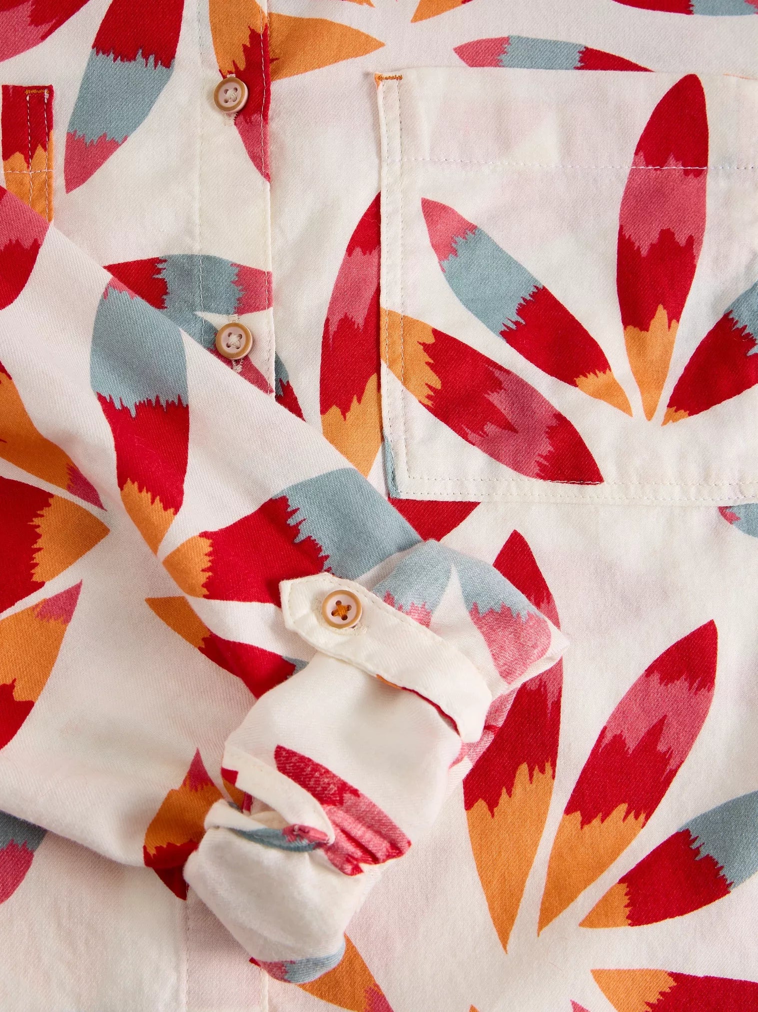 White Stuff Sophie Organic Cotton Shirt Ivory Print.