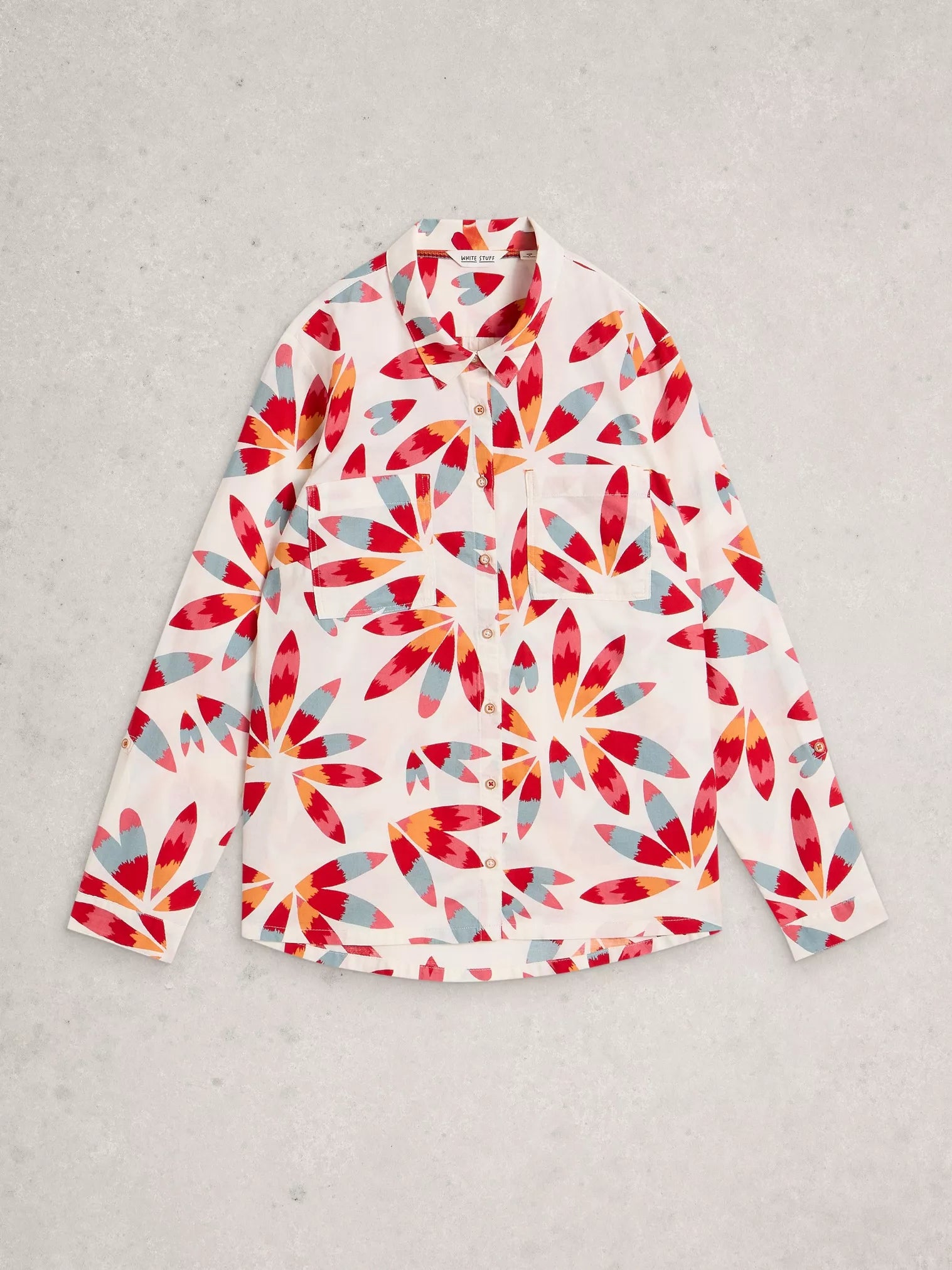 White Stuff Sophie Organic Cotton Shirt Ivory Print.