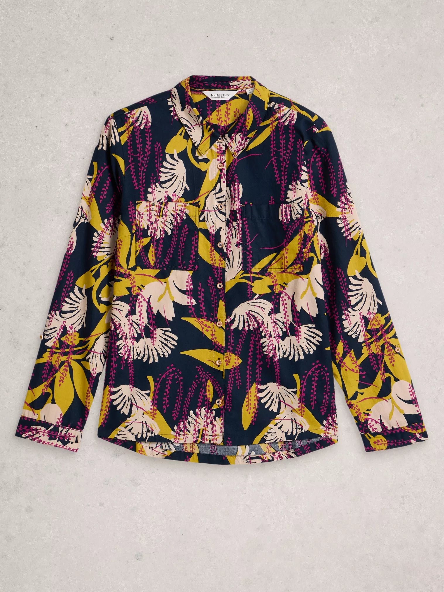 White Stuff Sophie Organic Cotton Shirt Navy Print