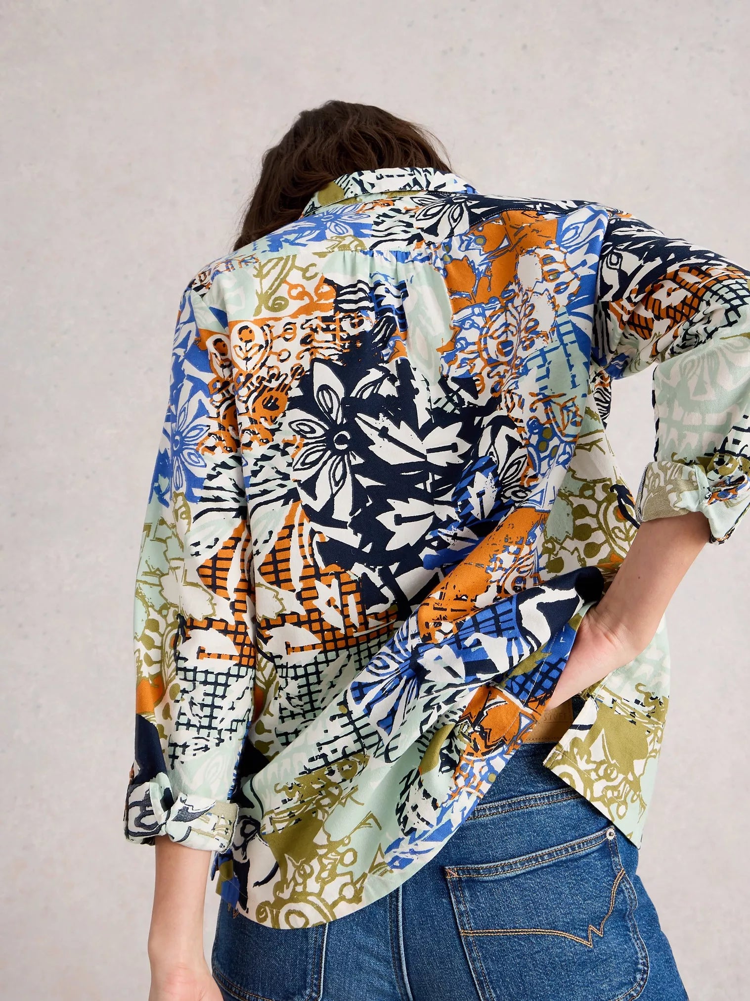 White Stuff Sophie Organic Cotton Shirt Orange Multi