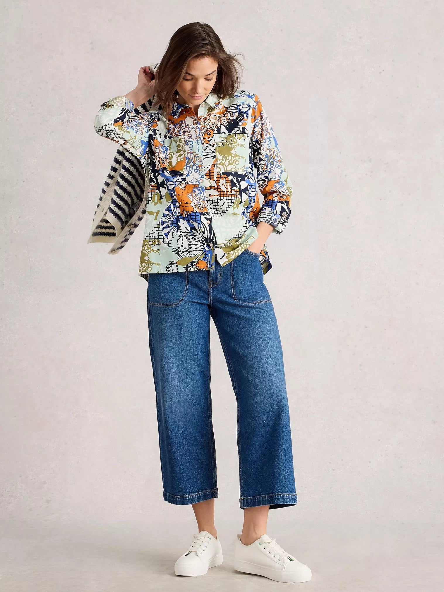 White Stuff Sophie Organic Cotton Shirt Orange Multi