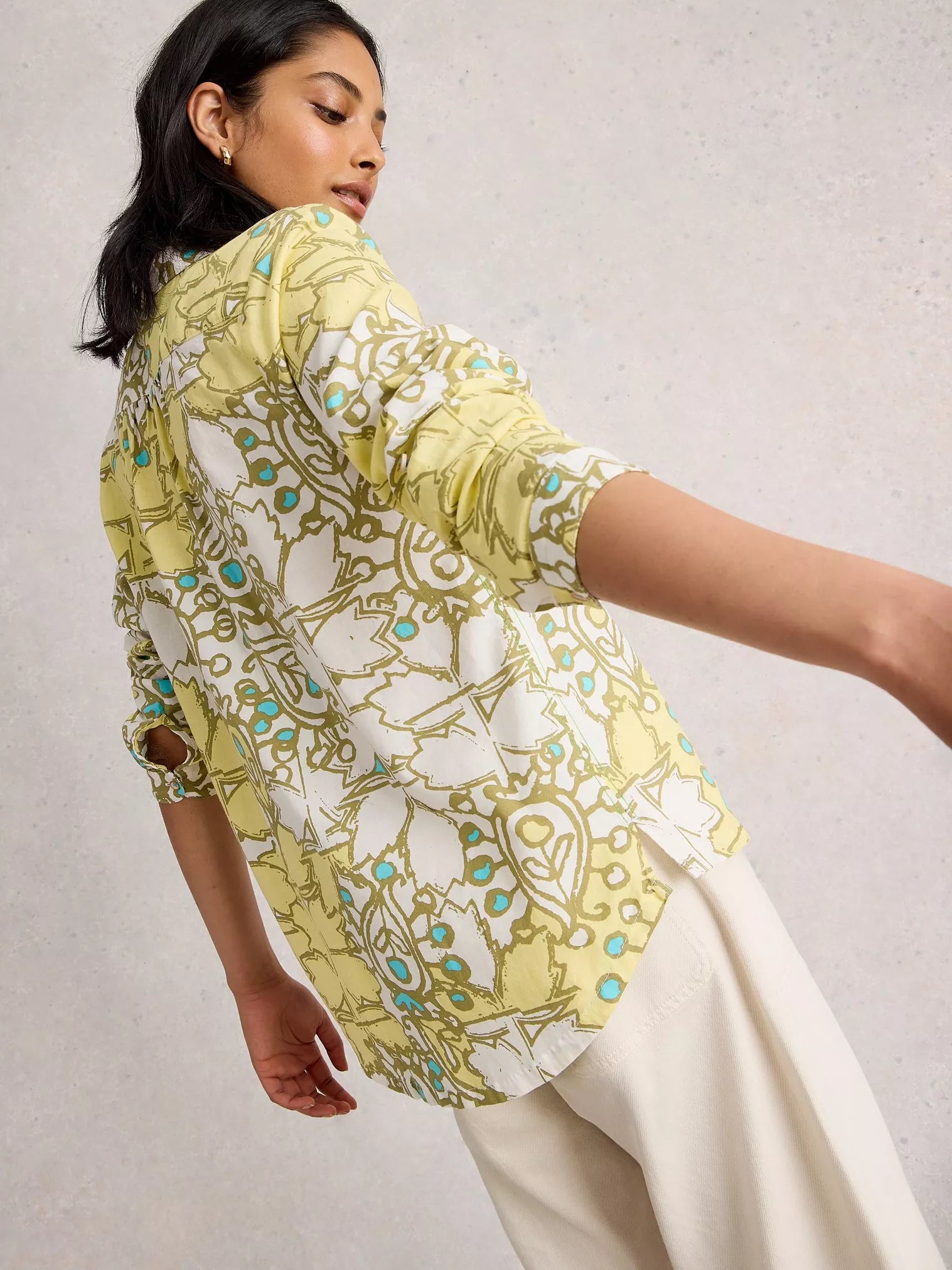 White Stuff Sophie Organic Cotton Shirt Yellow Multi
