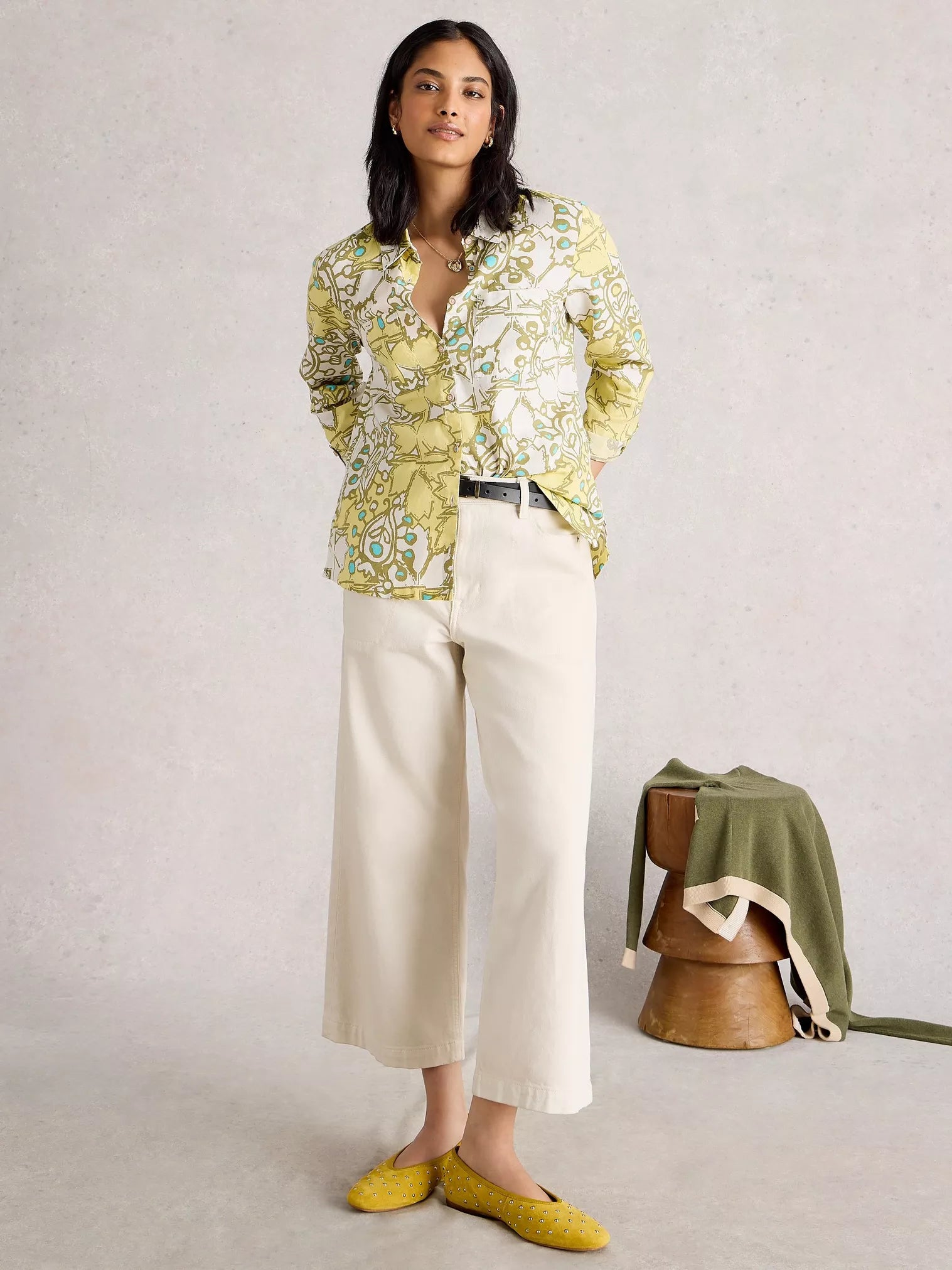 White Stuff Sophie Organic Cotton Shirt Yellow Multi