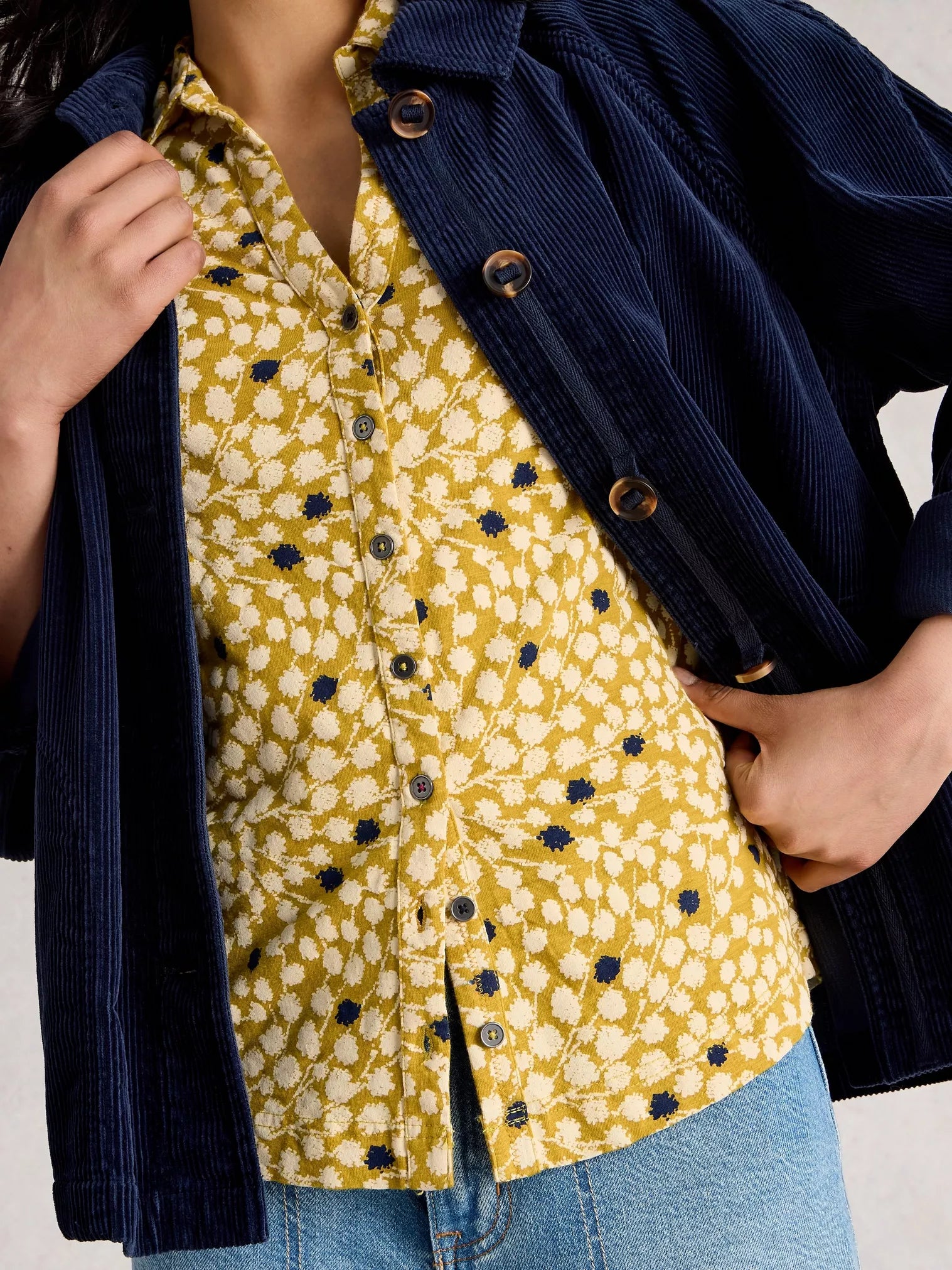 White Stuff Annie Jersey Shirt Chart Multi