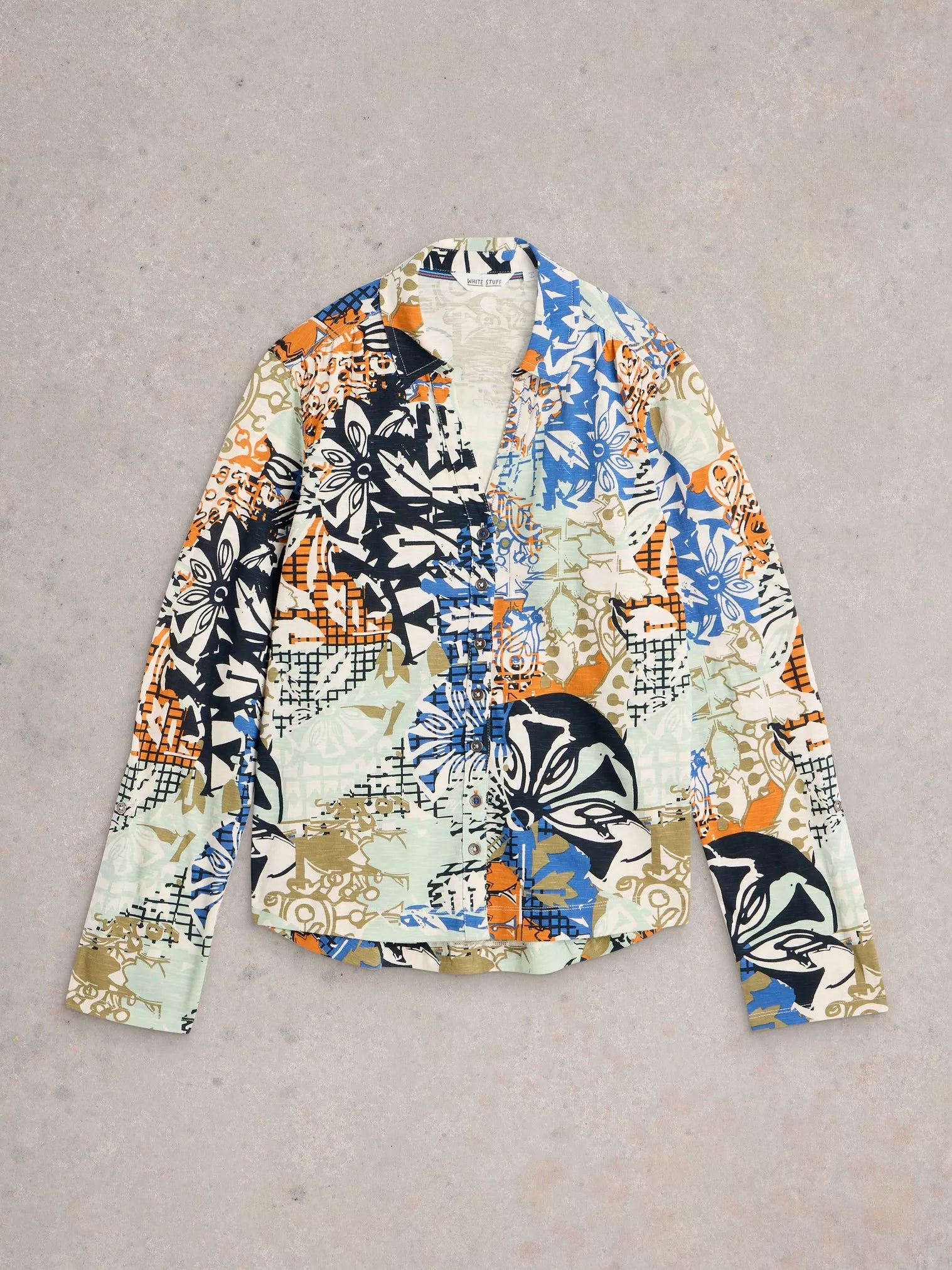 White Stuff Annie Jersey Shirt Orange Multi