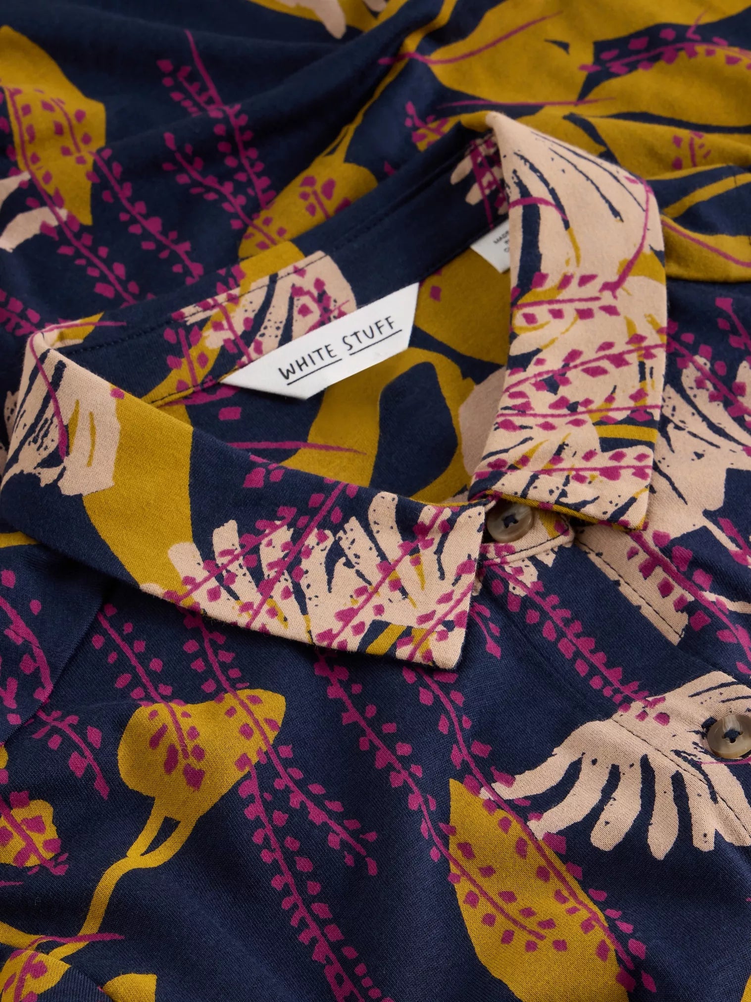 White Stuff Rua Jersey Shirt Dress Navy Multi