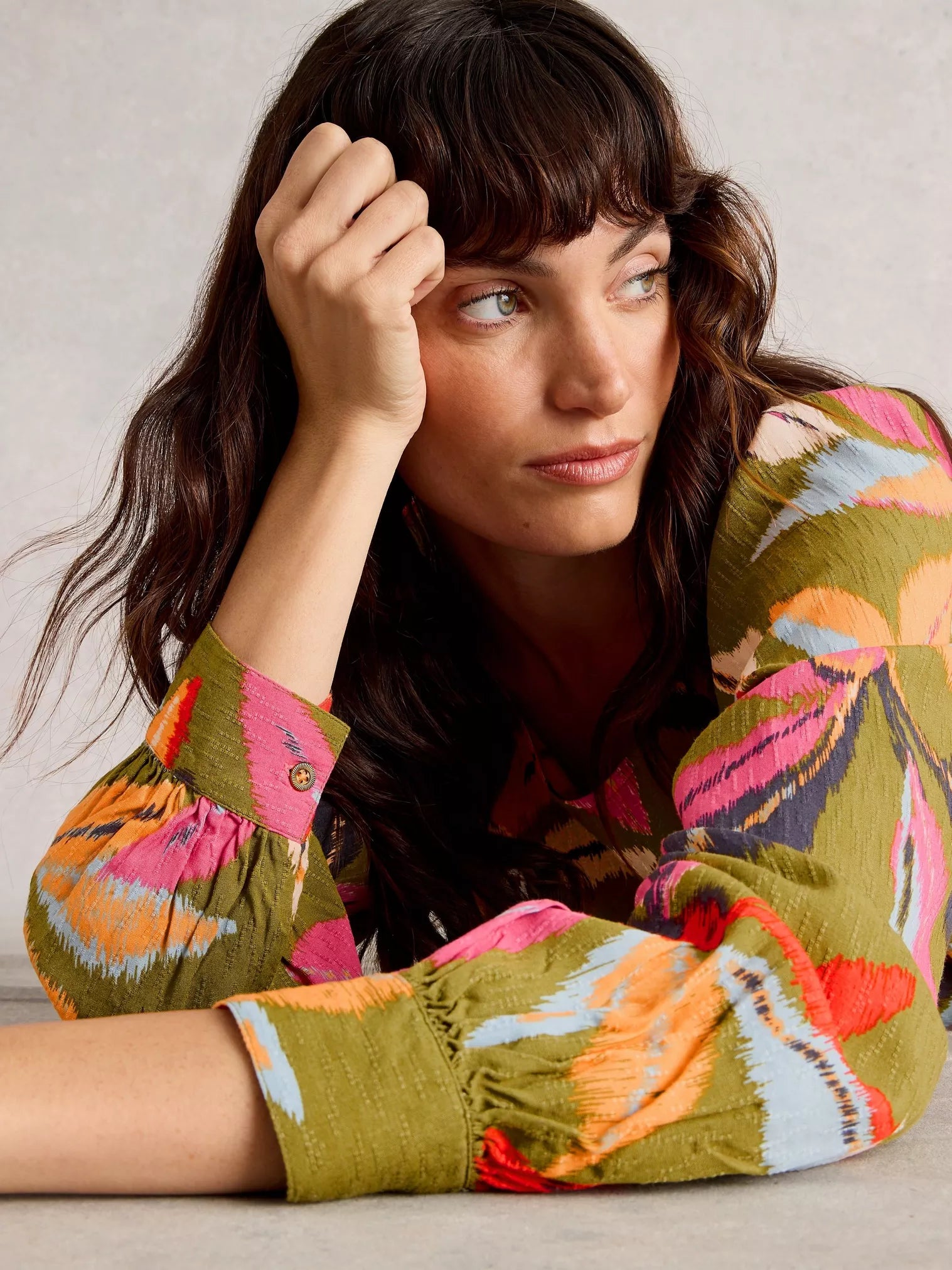 White Stuff Ulla Top Green Multi