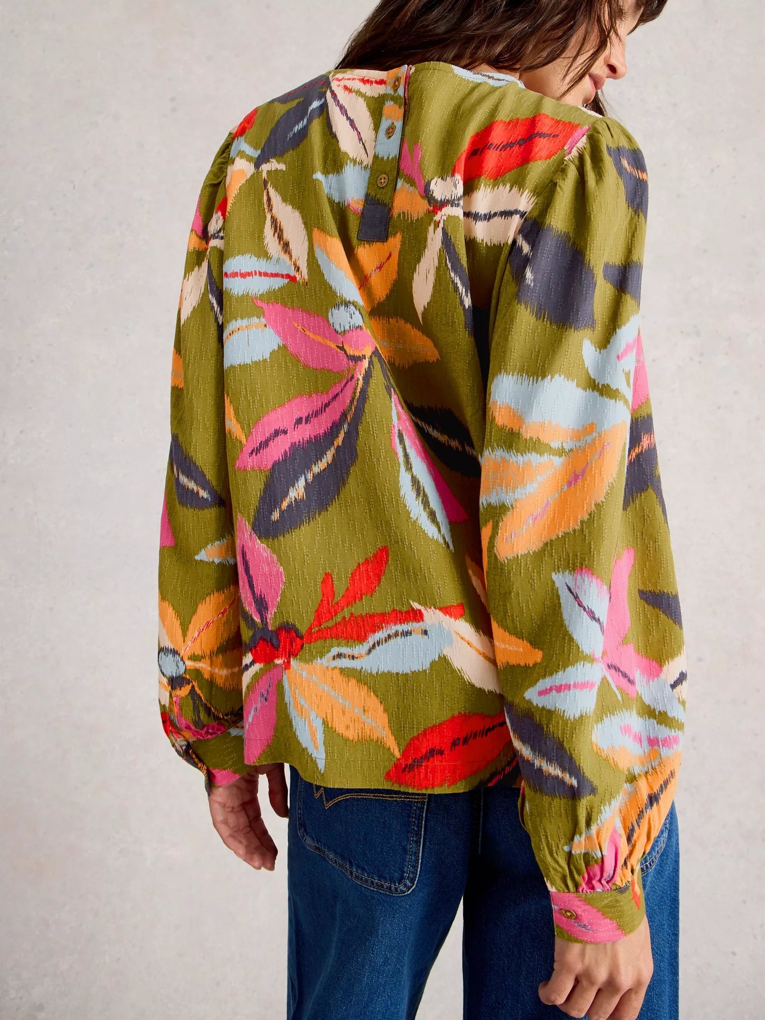 White Stuff Ulla Top Green Multi