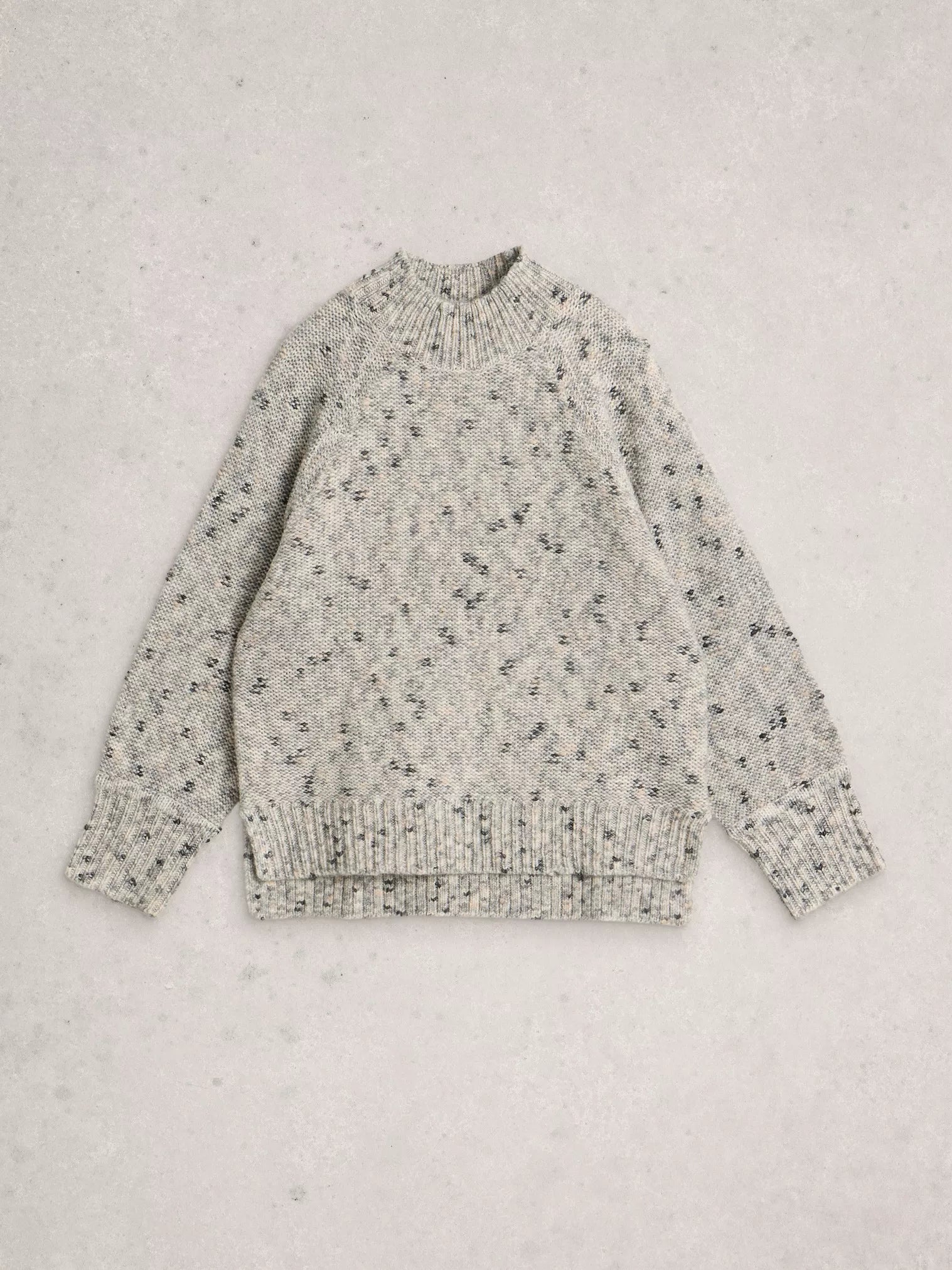 White Stuff Mono Nep Roll Neck Ivory Multi