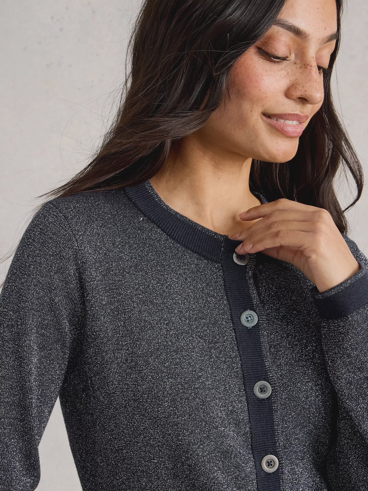 White Stuff Charlotte Sparkle Cardi Dark Navy