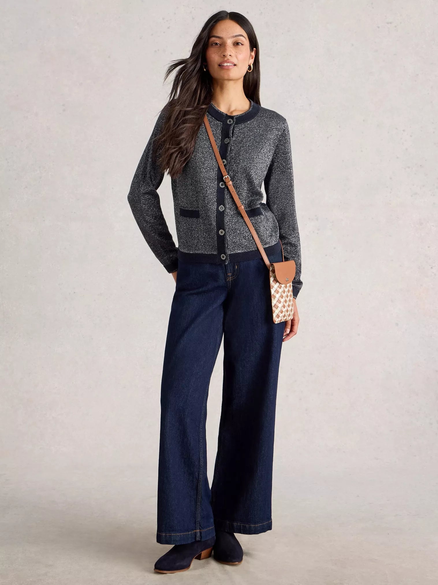 White Stuff Charlotte Sparkle Cardi Dark Navy