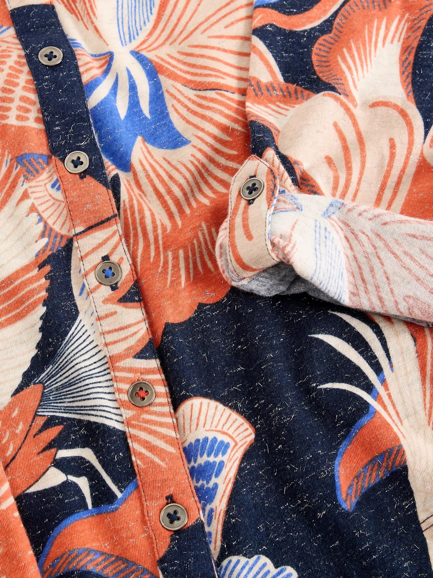 White Stuff Annie Printed Sparkle Shirt Navy Print