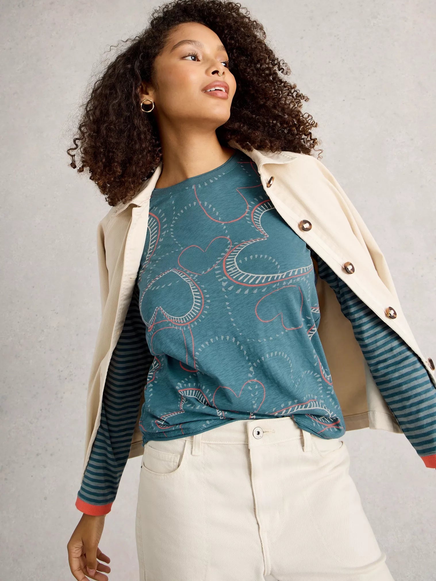 White Stuff Clara Ls Tee Blue Multi