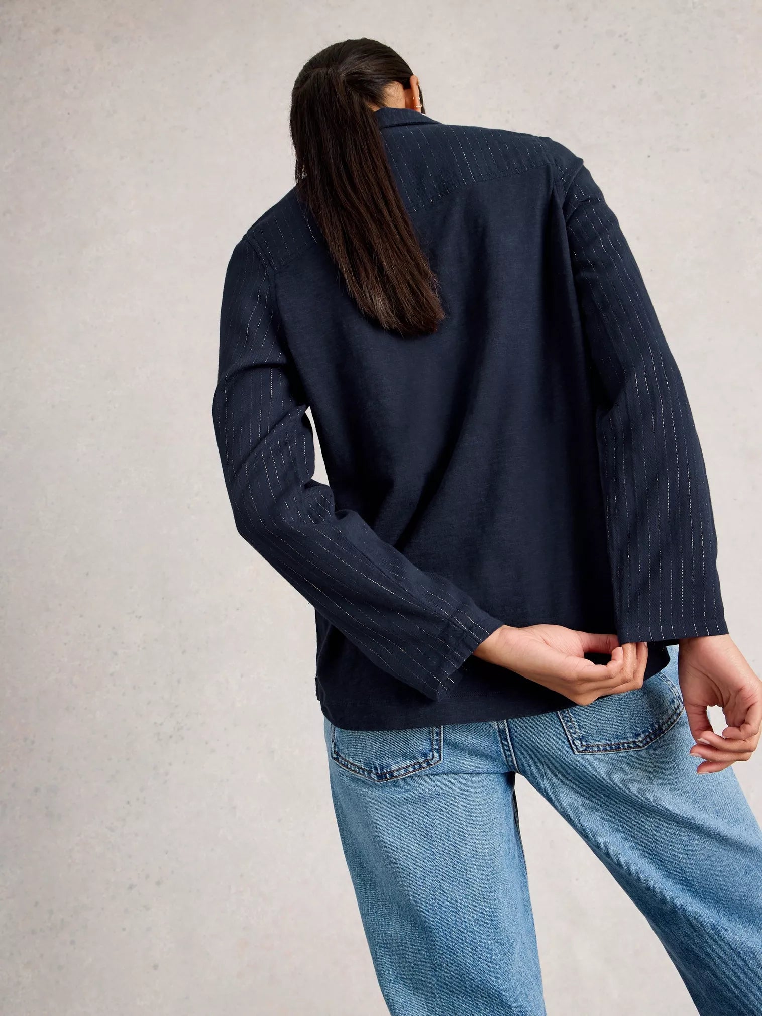 White Stuff Annie Sparkle Mix Shirt Dark Navy