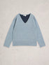 White Stuff Lily V Neck Jumper Blue Multi