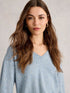 White Stuff Lily V Neck Jumper Blue Multi