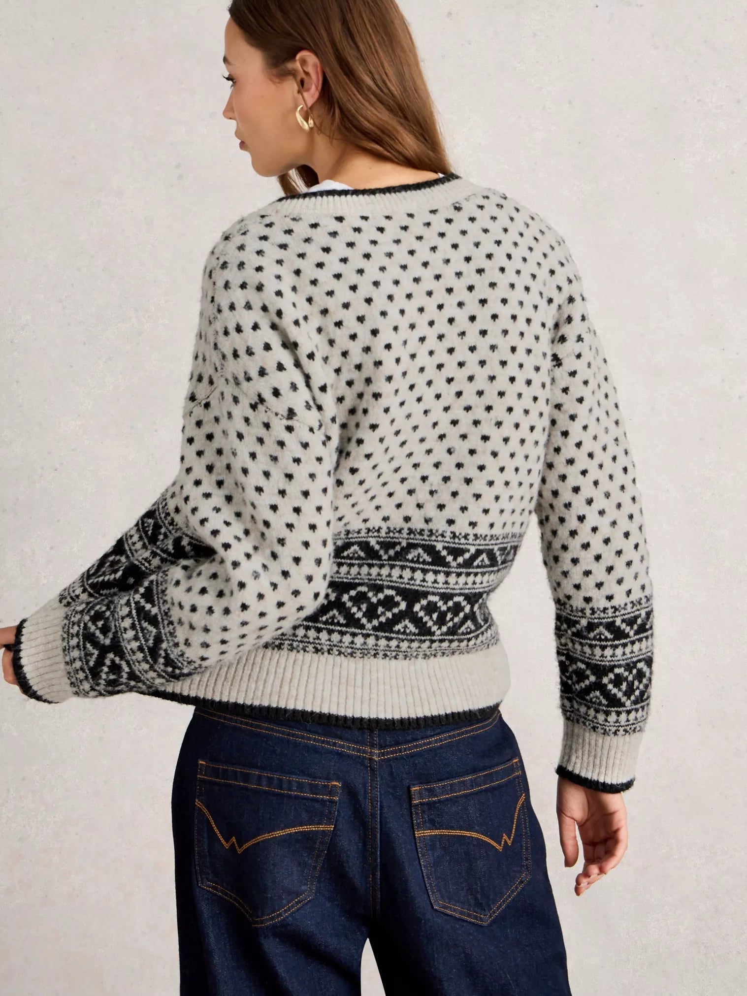 White Stuff Holly Heart Cardi Ivory Multi